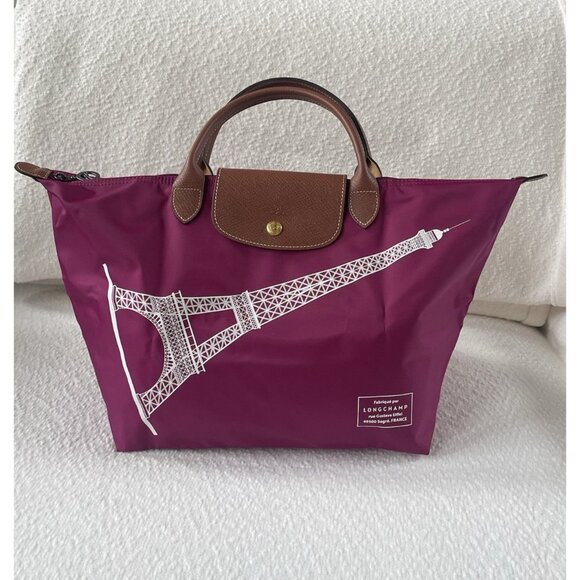 New Longchamp Le Pliage Eiffel Tower Limited Edition Medium Tote - Purple - Picture 2 of 10